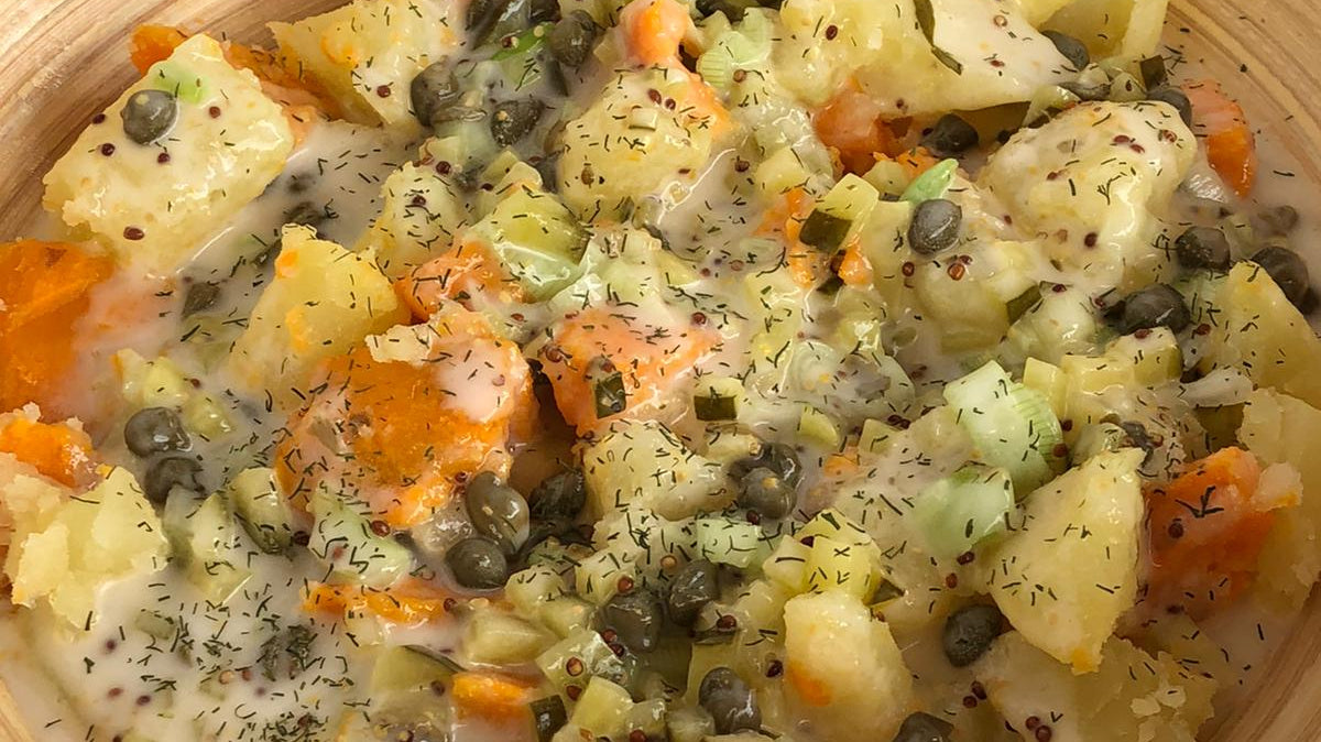 Ensalada Batata con Pepinillos y Alcaparras