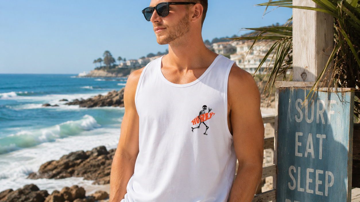 Mochila de playa perfectamente preparada con chanclas, toalla, protector solar, gorra, gafas de sol y accesorios imprescindibles para disfrutar de un día de playa sin olvidar nada.