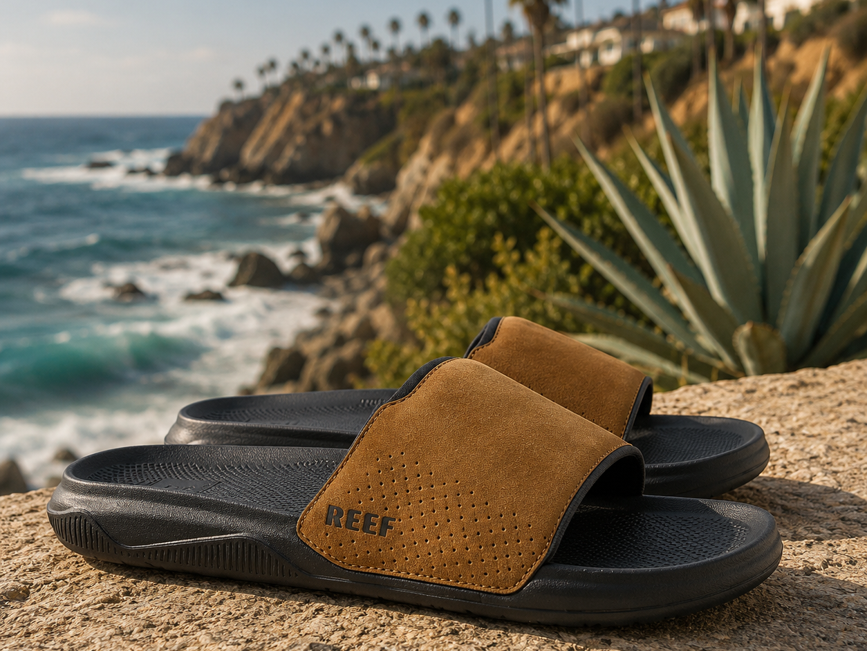Chanclas Reef para hombre y mujer en un entorno de playa, análisis de calidad, comodidad y opiniones sobre la marca Reef