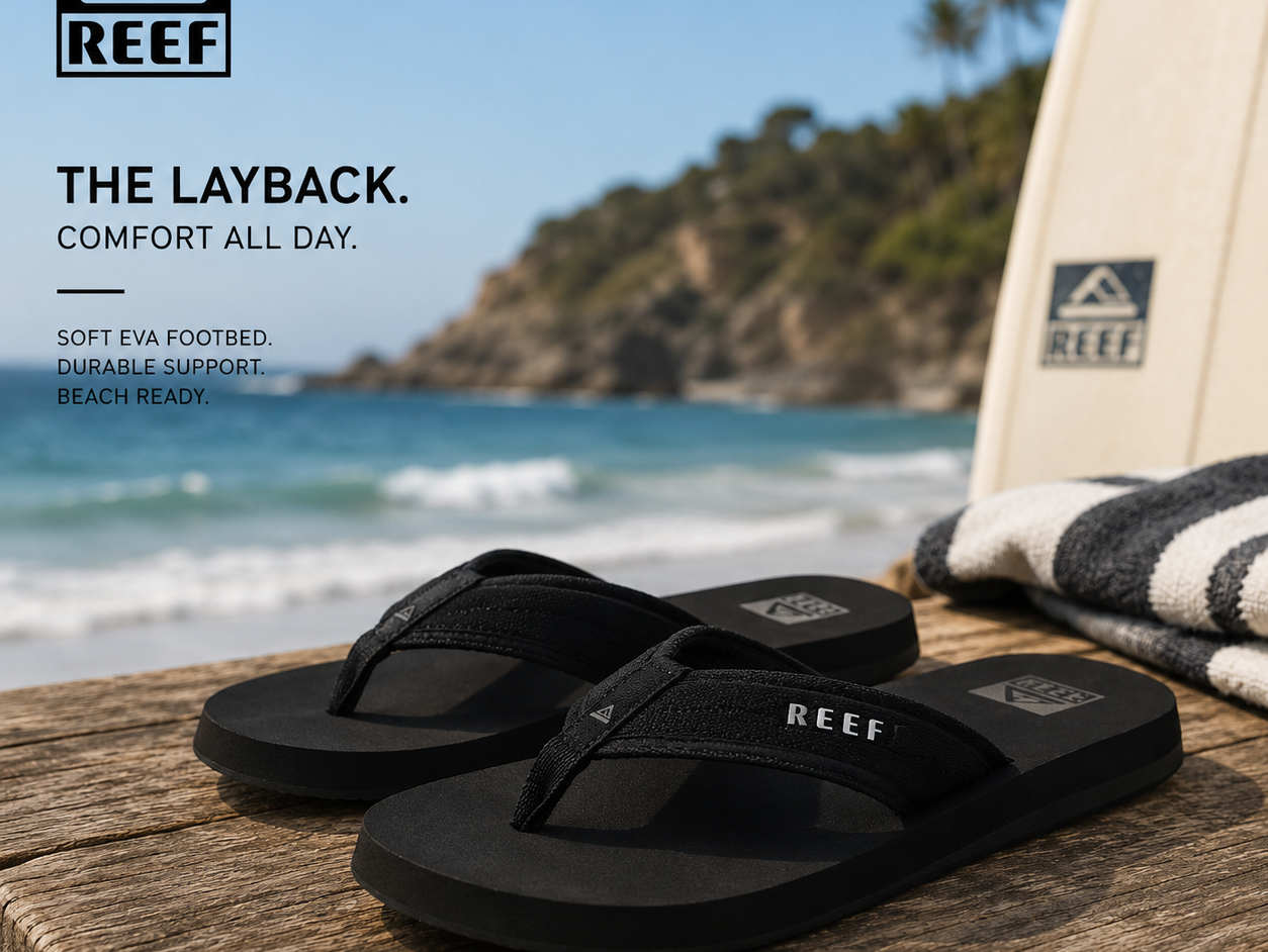 Chanclas cómodas con diferentes tipos de suelas, materiales y amortiguación - imagen editorial propia de THE SURF TOWN