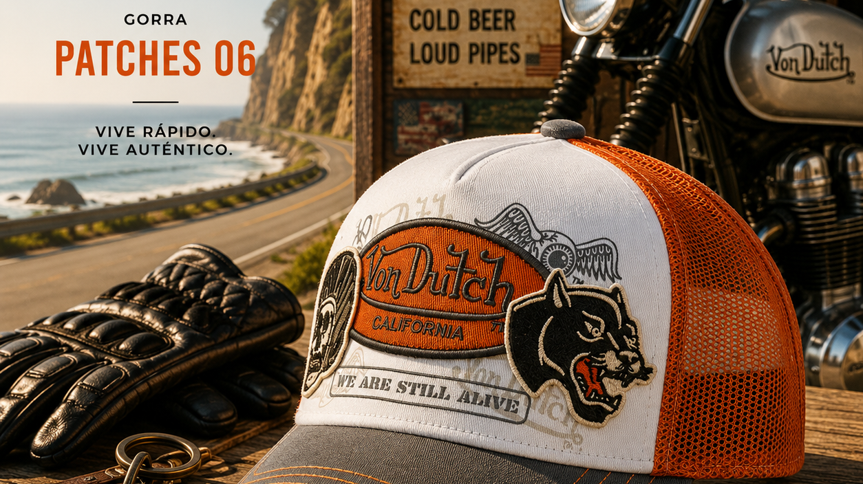 Colección de gorras Von Dutch originales 2026 con estilo trucker, fotografía editorial de THE SURF TOWN.