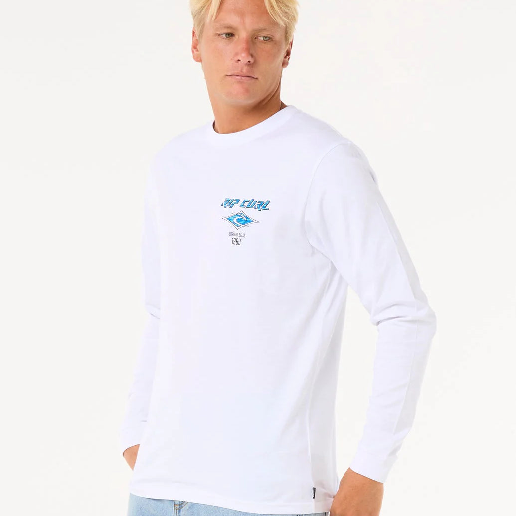 Camiseta Rip Curl Fade Out Icons White LS detalle gráfico Rip Curl
