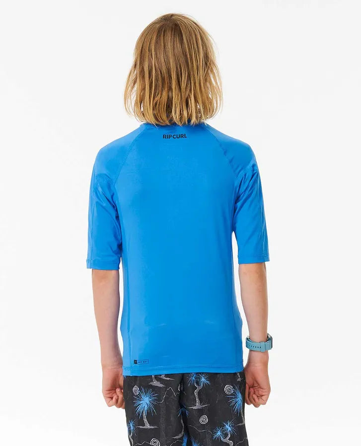 Licra Rip Curl Brand Wave UPF BOY Short Sleeve Blue Gum