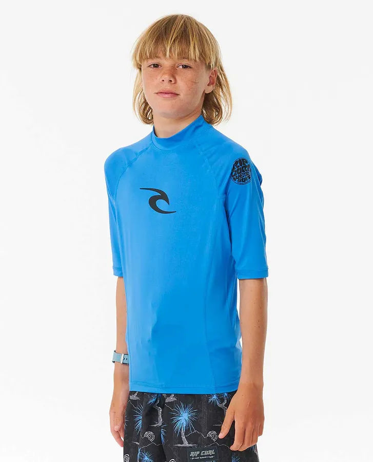 Licra Rip Curl Brand Wave UPF BOY Short Sleeve Blue Gum