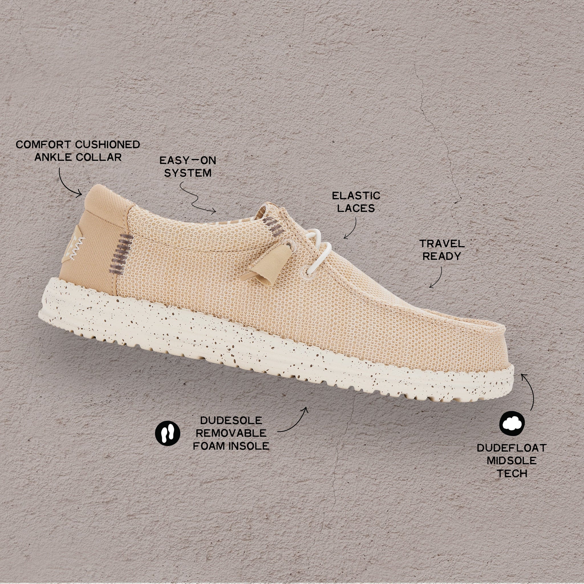 Zapatillas Hey Dude Wally Strecht Sox Irish Cream/Egret