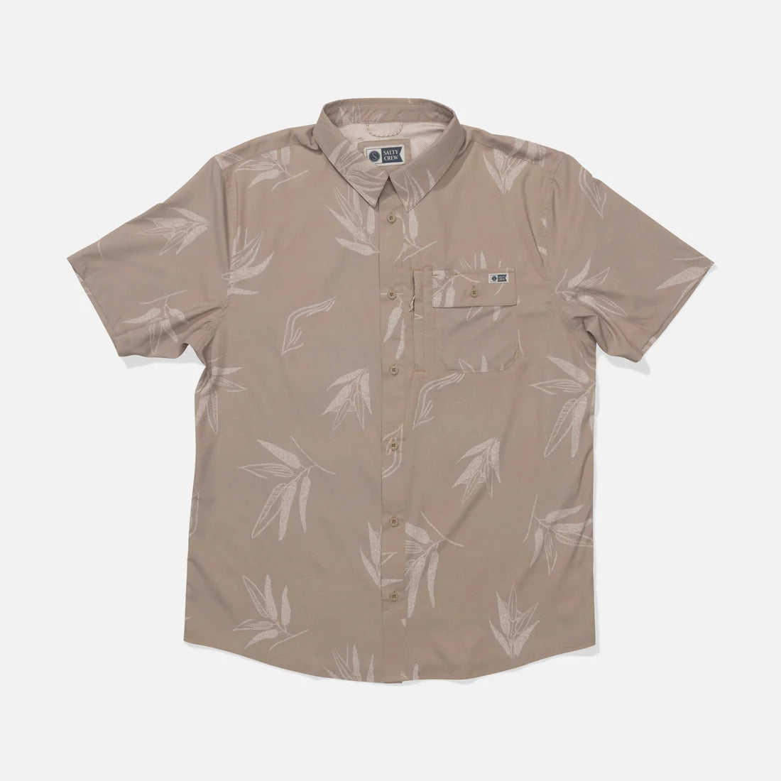 Camisa SALTY CREW Drifter UV Button Up Dark Khaki microperforada color beige estilo surf verano