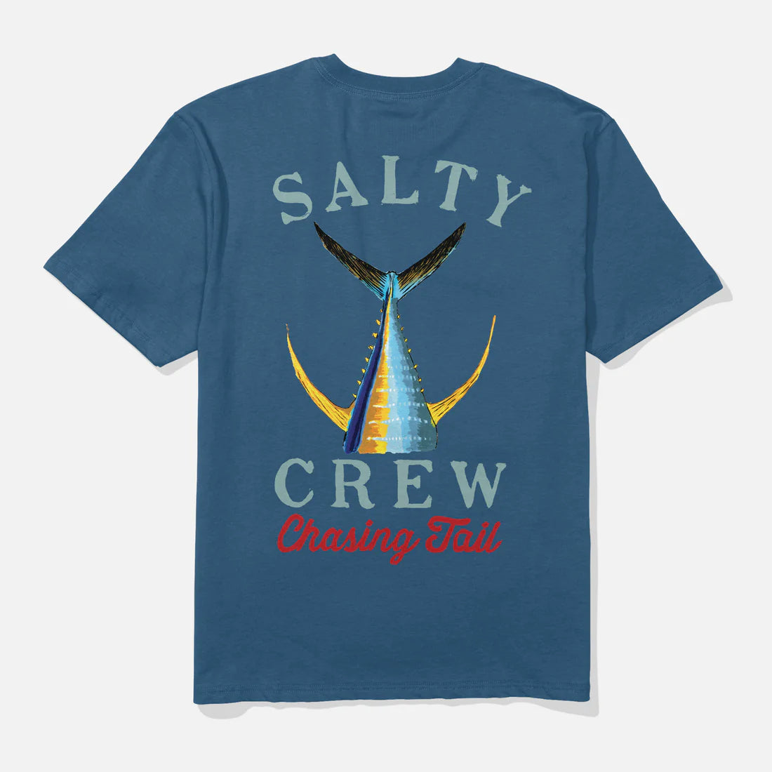 Camiseta SALTY CREW Tailed Cast Blue azul con diseño de pez estilo surf pesca