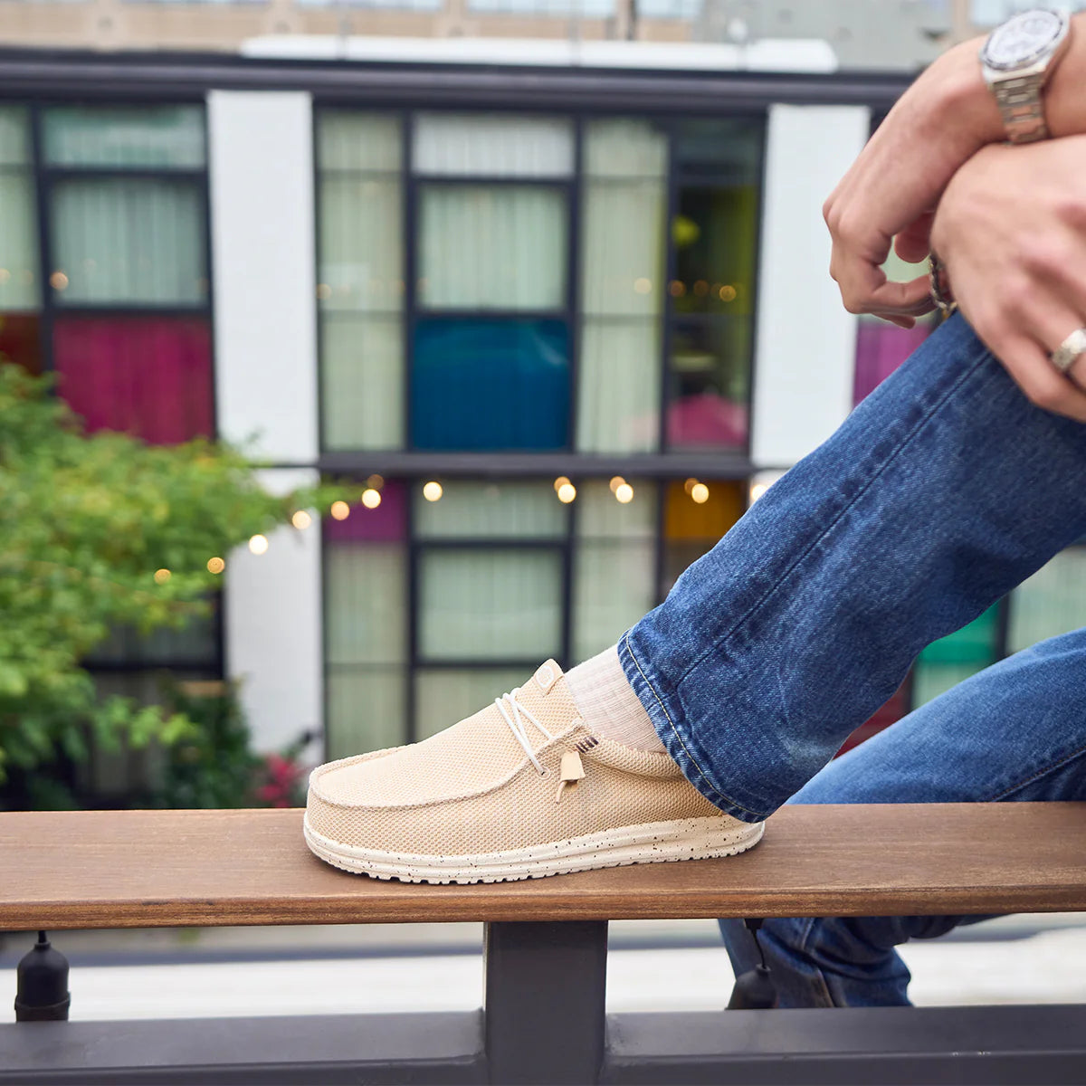 Zapatillas Hey Dude Wally Strecht Sox Irish Cream/Egret