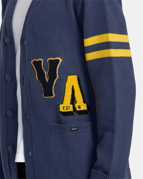 Cardigan RVCA Varsity Sweater Moody Blue