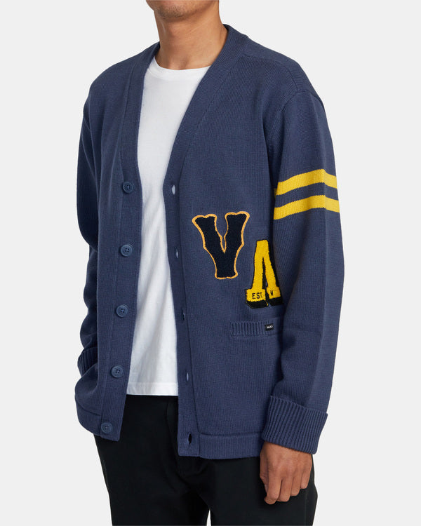 Cardigan RVCA Varsity Sweater Moody Blue