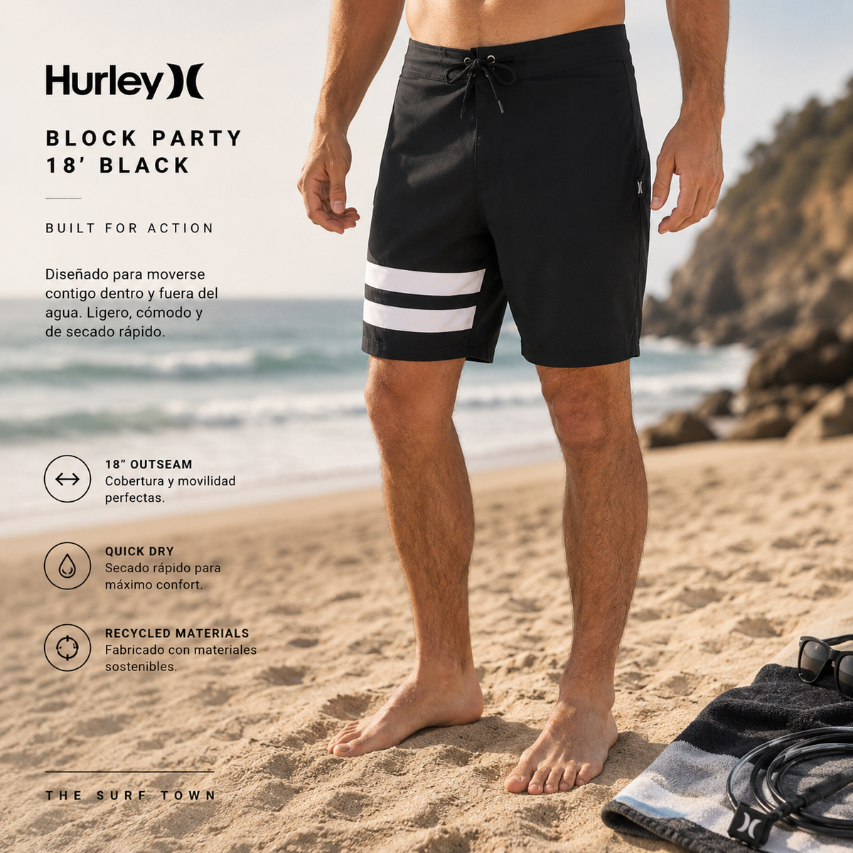Hurley Block Party 18 Men's Black Surf Swim Trunks – The Surf Town