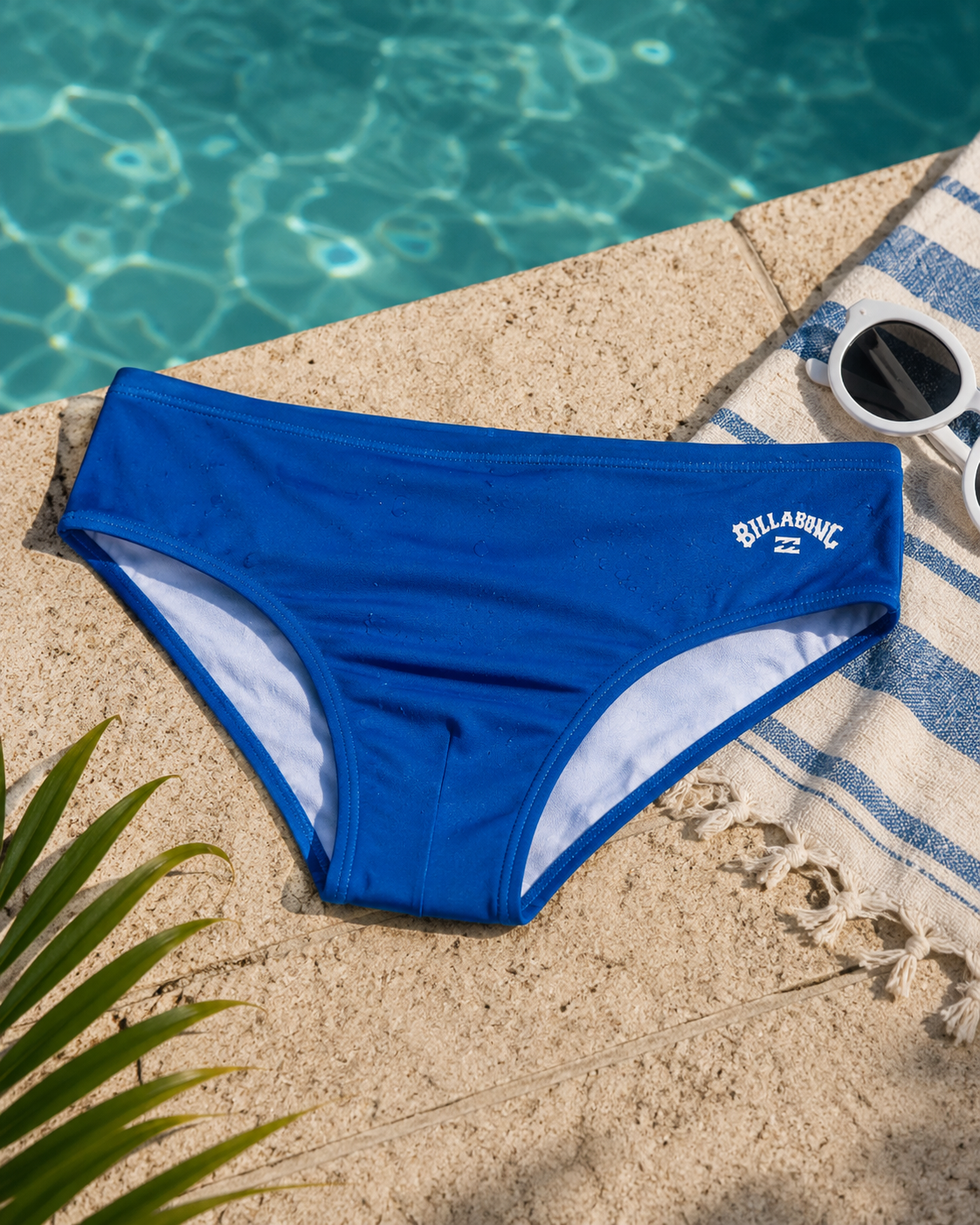Bañador de natación Billabong azul para hombre en escena piscina verano