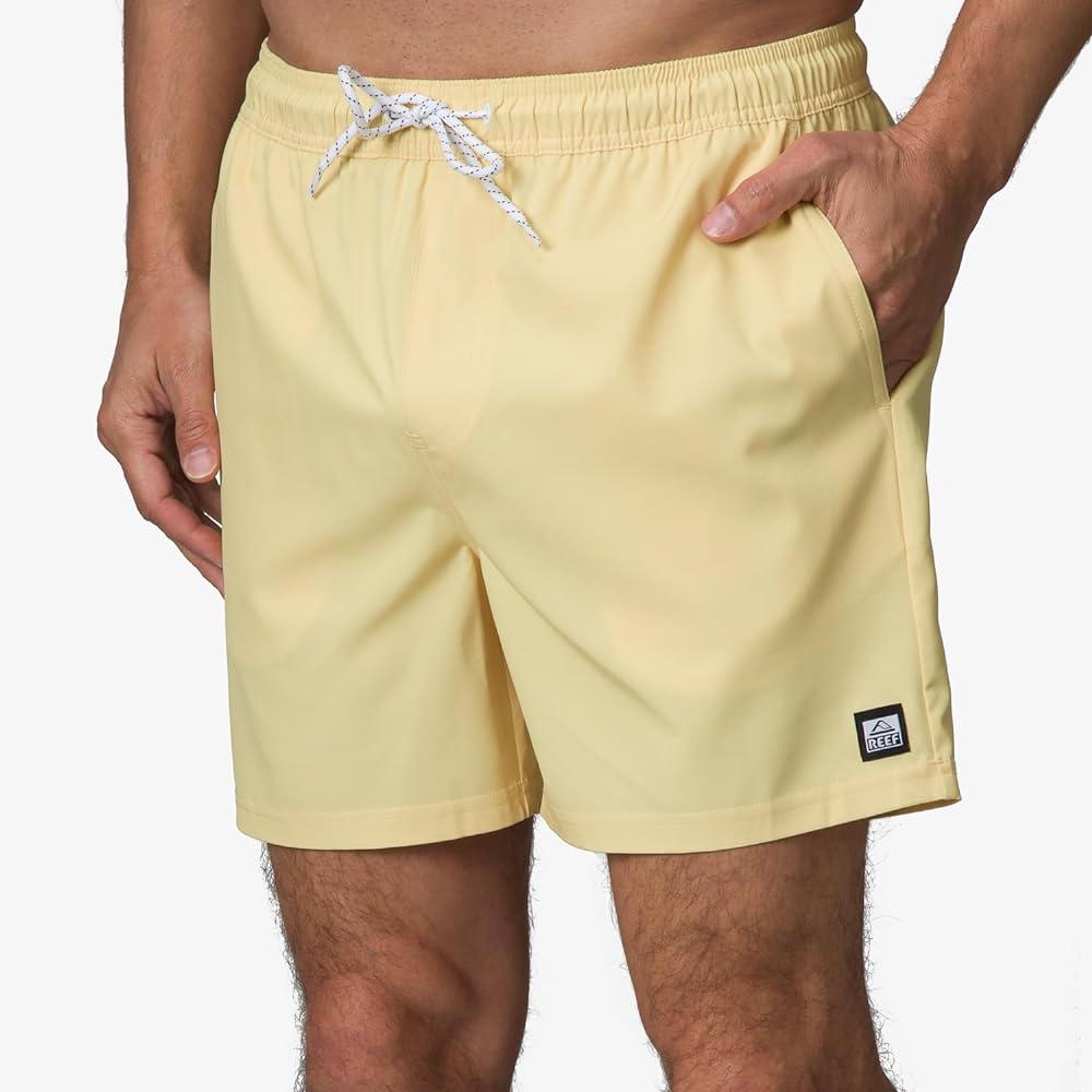Bañador REEF Marzo Rusky Citron para hombre color amarillo con cintura elástica estilo surf verano