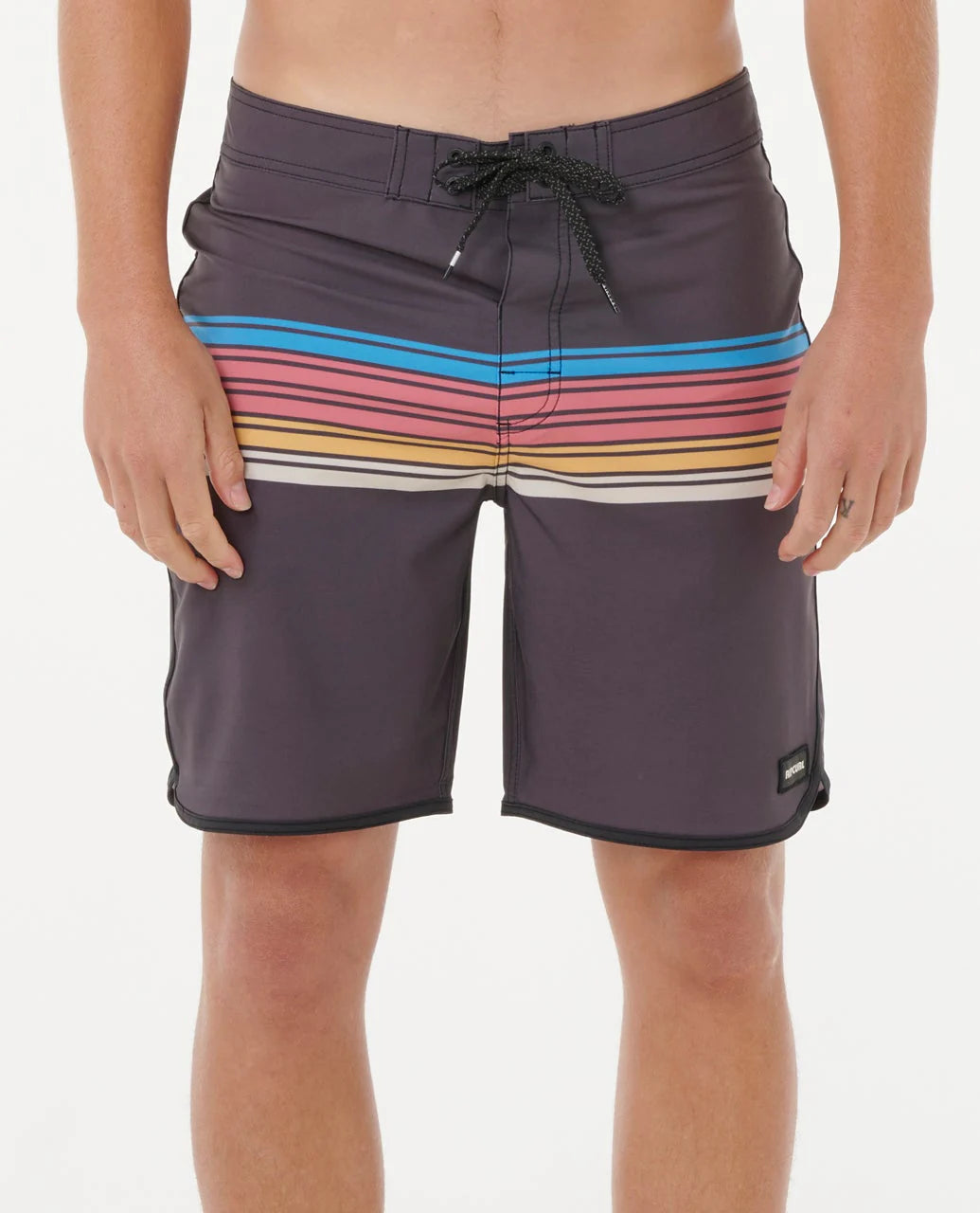 Bañador RIP CURL Surf Revival 19 pulgadas negro con franjas retro multicolor para surf y playa
