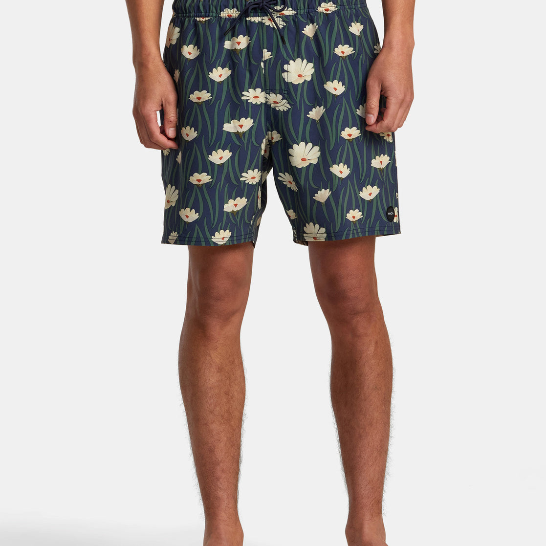 Bañador RVCA VA Elastic Short Moody Blue para hombre con estampado tropical estilo surf