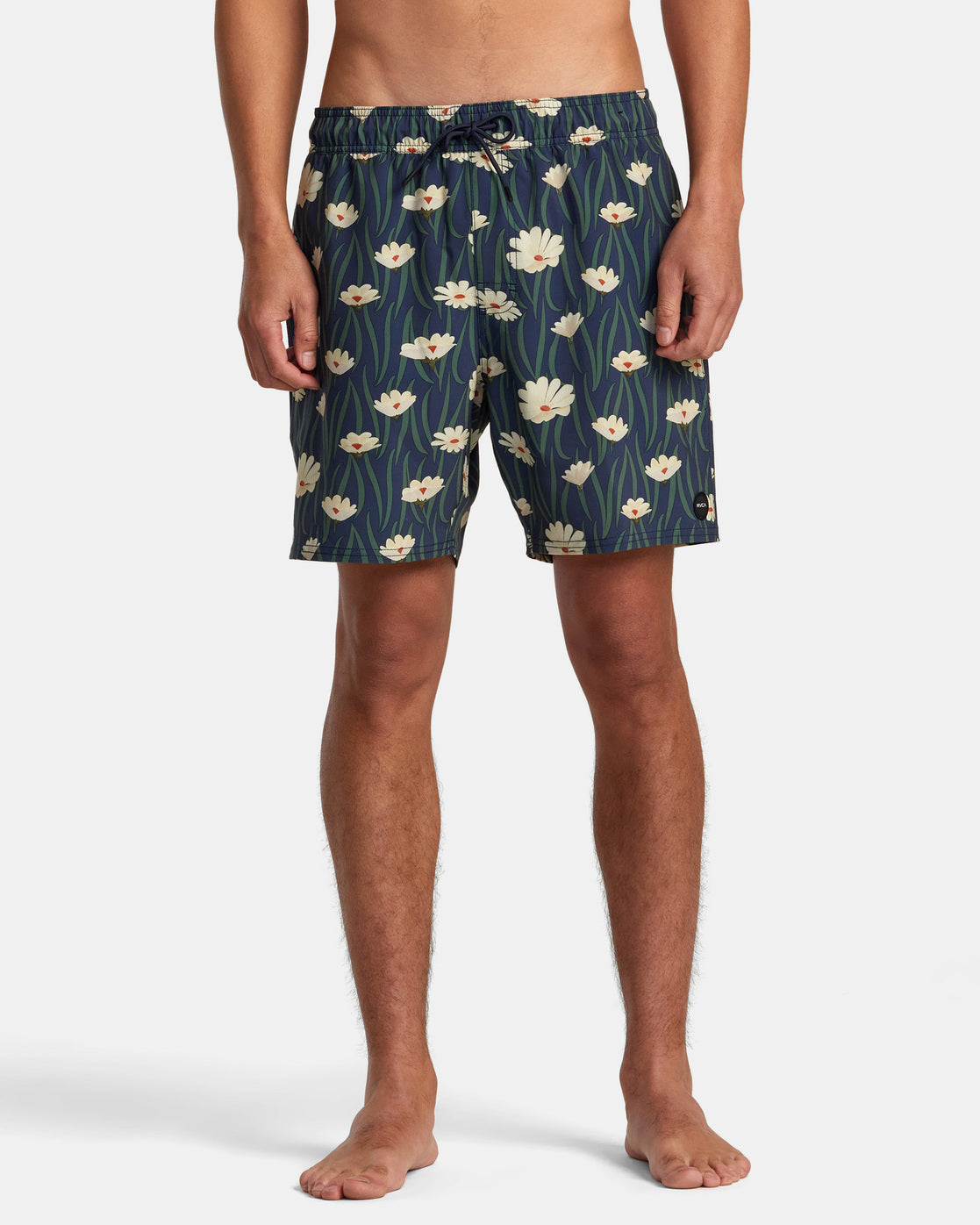 Bañador RVCA VA Elastic Short Moody Blue para hombre con estampado tropical estilo surf