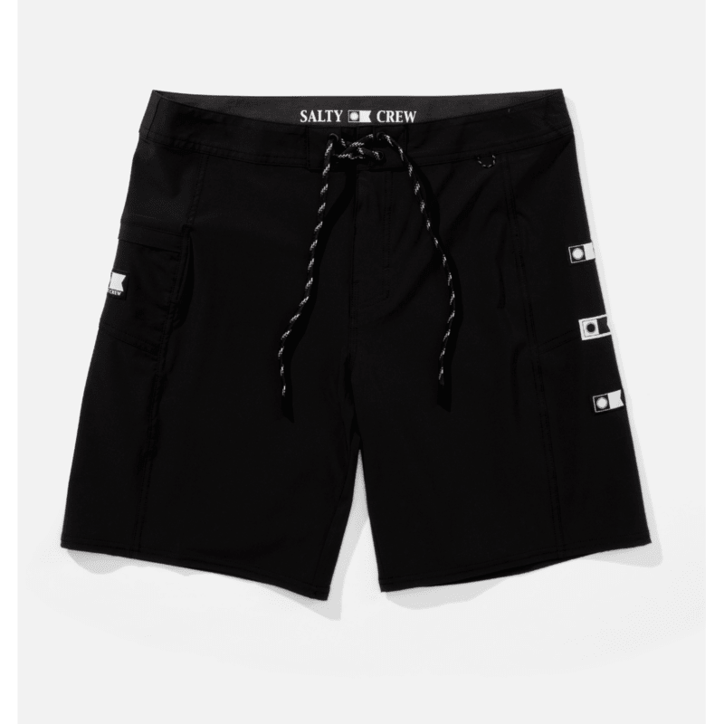 Bañador Salty Crew Flagship Black para hombre en color negro con diseño surf de secado rápido y ajuste cómodo