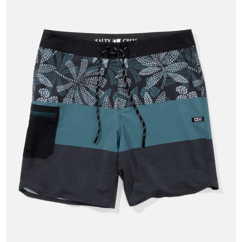 Bañador Salty Crew Session Blocked Hydro para hombre con estampado tropical azul y tejido de secado rápido para surf y playa
