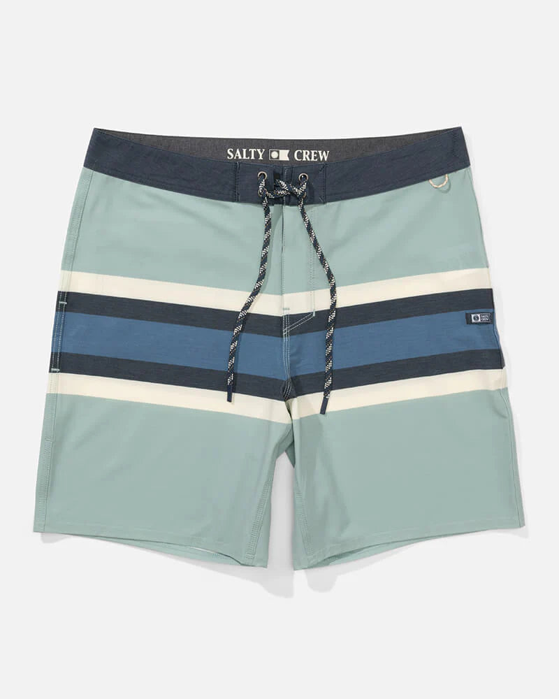 Bañador Salty Crew Stripe Boardshort Marine hombre verde agua rayas surf