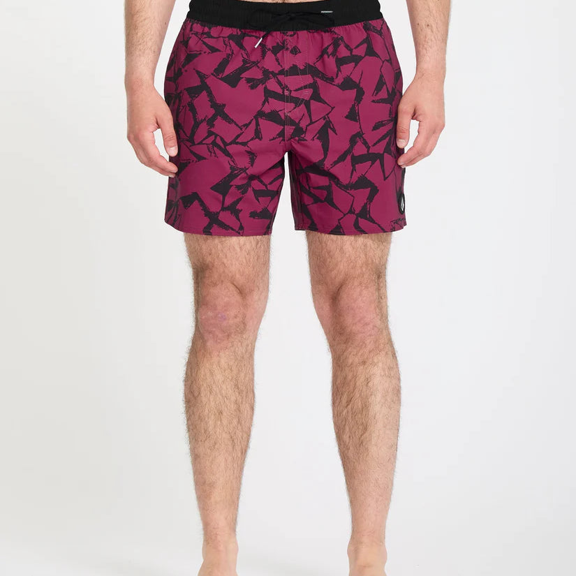 Bañador surf hombre Volcom Lido Trunk 16 Sangría bañador Volcom rojo estampado geométrico
