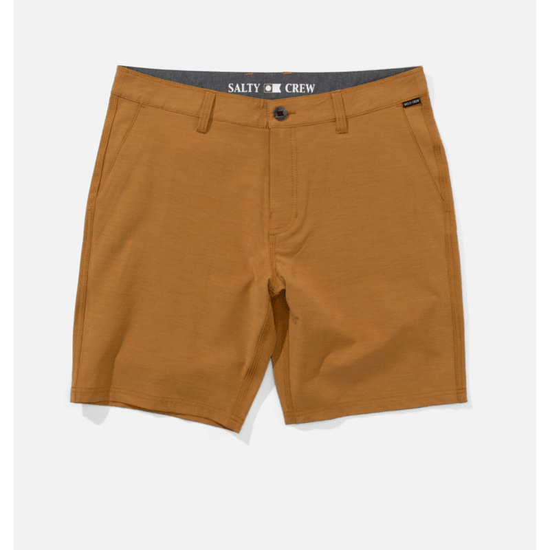 Bermudas Salty Crew Drifter 19 Hybrid Bone Brown para hombre con tejido híbrido de secado rápido y estilo surf lifestyle