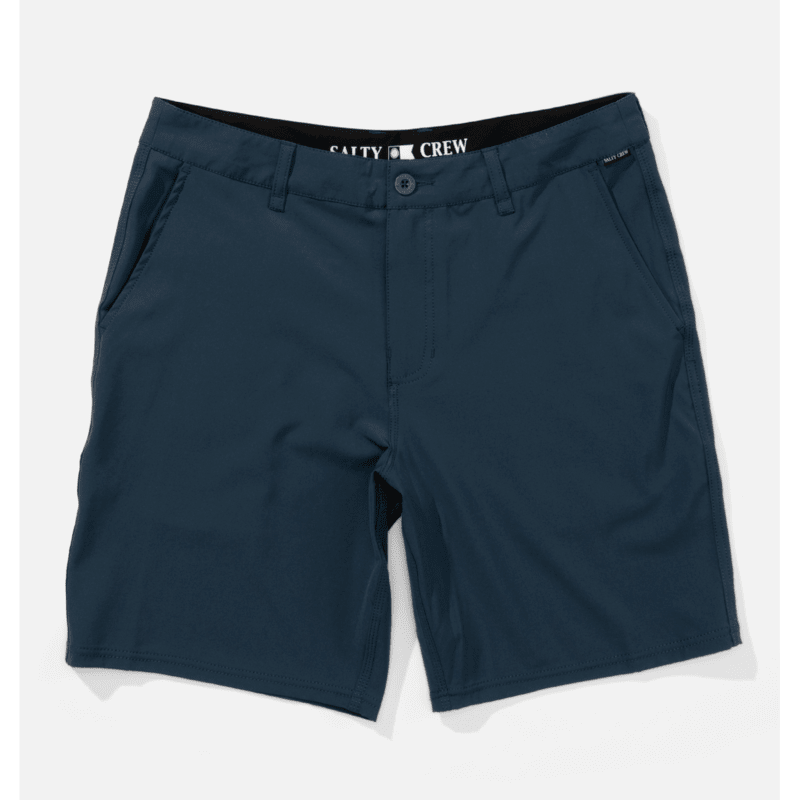 Bermudas Salty Crew Lowtide 20 Hybrid Midnight Navy para hombre con tejido híbrido de secado rápido y estilo surf lifestyle
