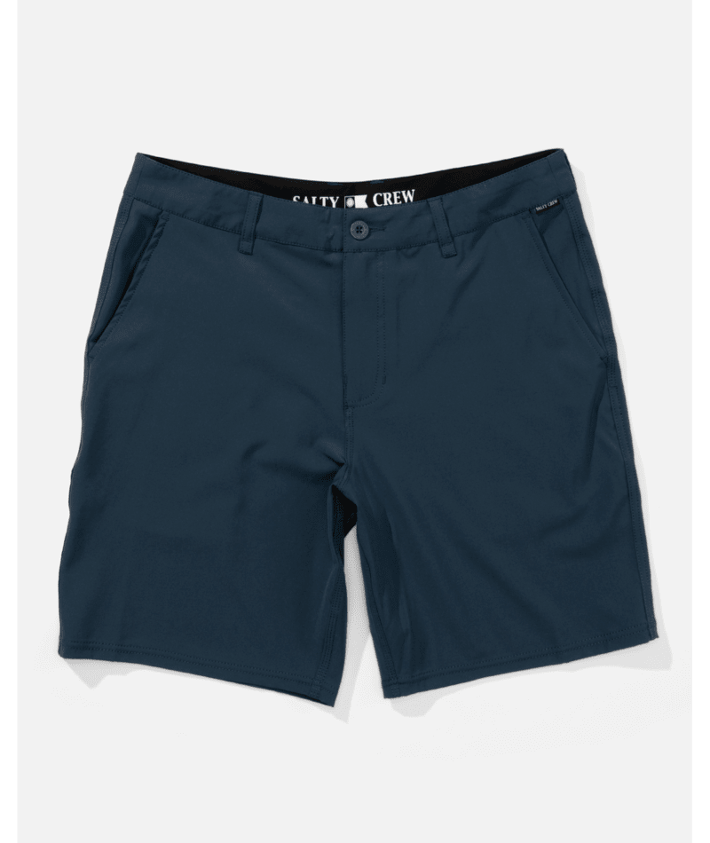 Bermudas Salty Crew Lowtide 20 Hybrid Midnight Navy para hombre con tejido híbrido de secado rápido y estilo surf lifestyle