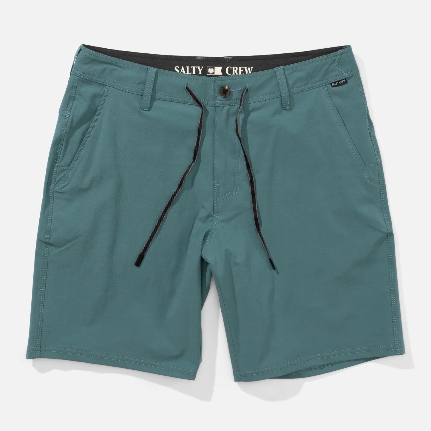 Bermudas híbridas Salty Crew Transom Overdye Hydro verde con cordón y tejido técnico