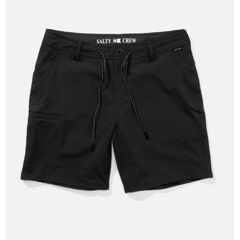 Bermudas Salty Crew Transom Tech Short Phantom para hombre en color negro con tejido técnico ligero y secado rápido para verano y estilo surf