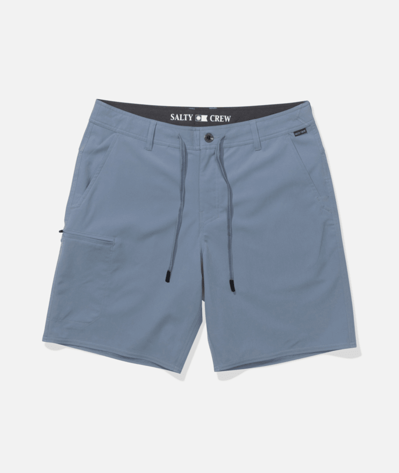 Bermudas Salty Crew Transom Tech Short Pilot Blue para hombre con tejido técnico ligero y secado rápido para verano y estilo surf