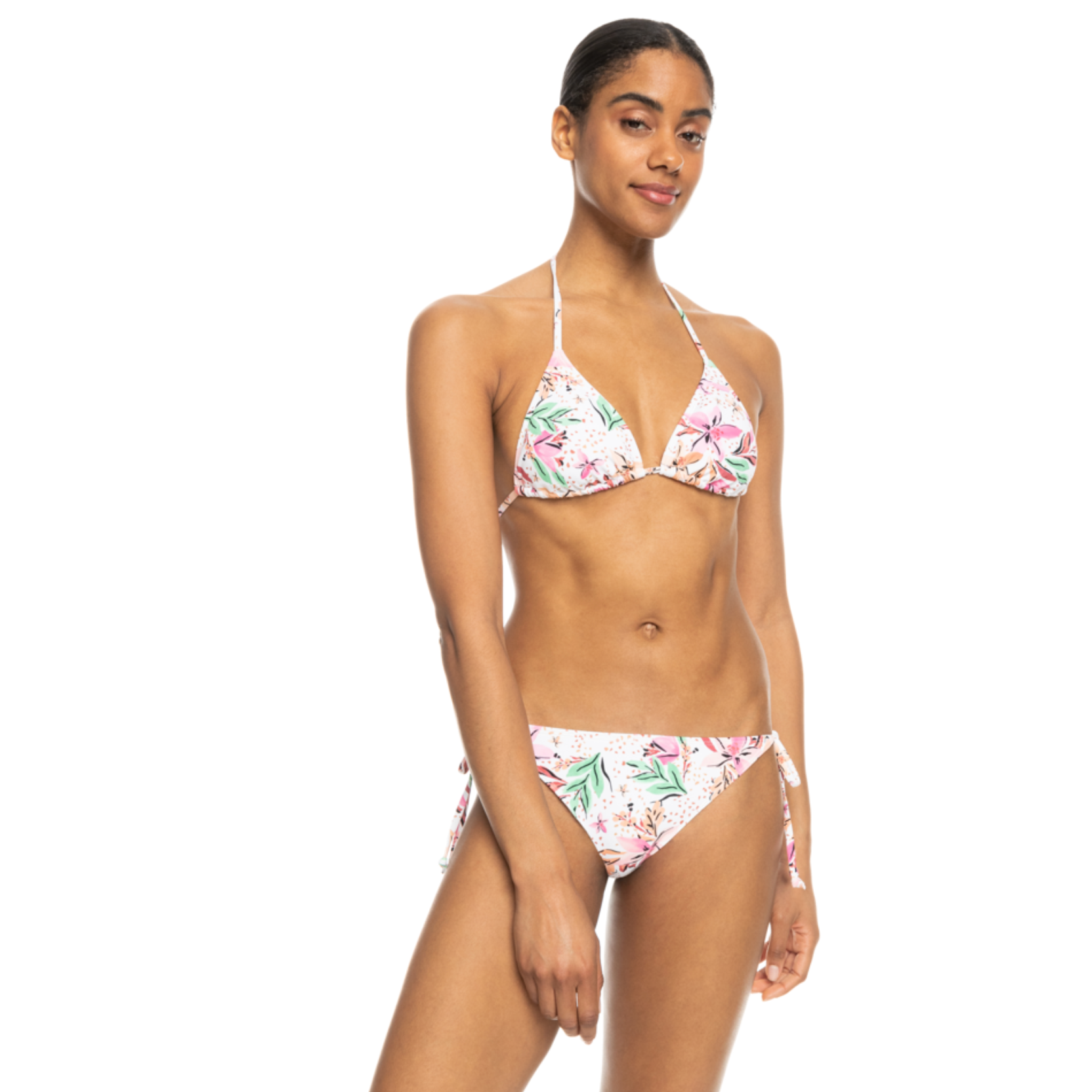 Bikini ROXY Tiki Tri White mujer triangular estampado tropical blanco playa verano