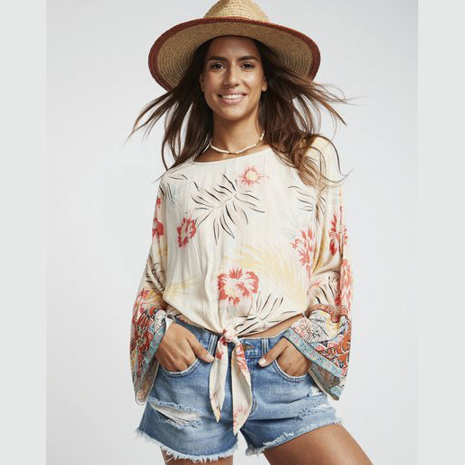 Blusa mujer BILLABONG Back Round Whisper blusa boho estampada floral de manga larga estilo surf