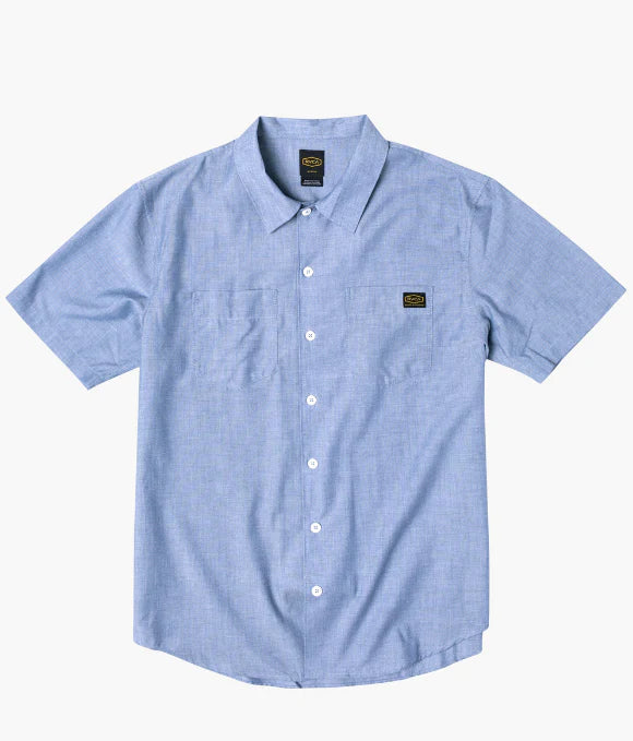 Camisa RVCA Dayshift Blue Chambray hombre camisa surf RVCA manga corta azul.
