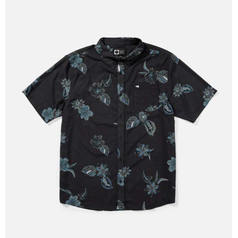 Camisa Salty Breeze Perf Button Up Phantom para hombre con tejido técnico transpirable y estampado marino de manga corta