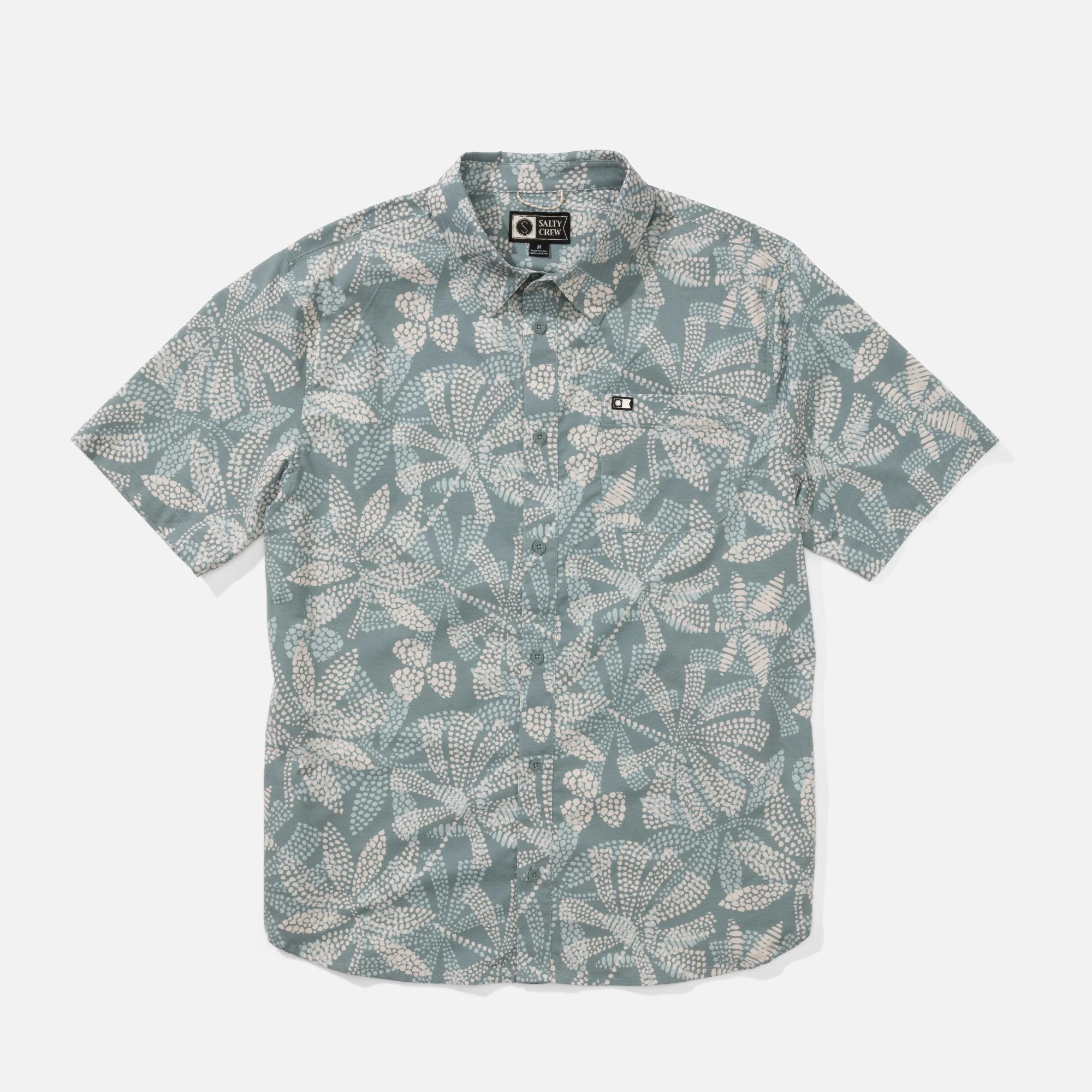 Camisa Salty Crew Drifter UV Button Up Atlantic Sea hombre estampado tropical protección solar