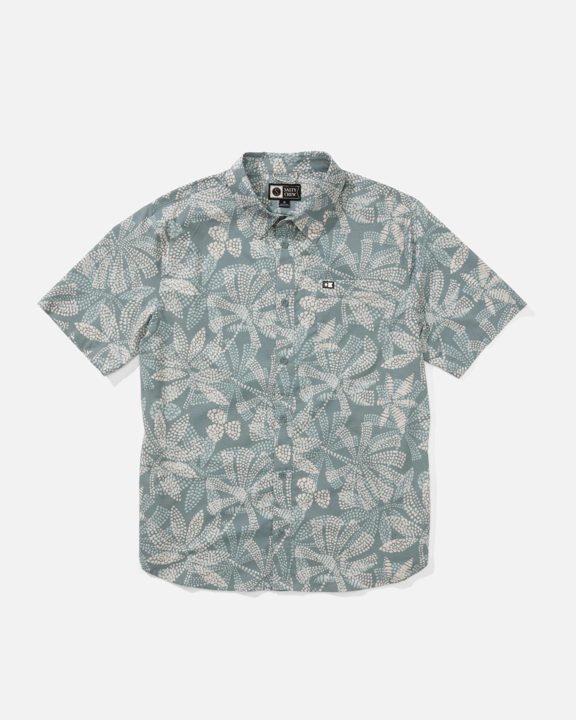 Camisa Salty Crew Drifter UV Button Up Atlantic Sea hombre estampado tropical protección solar