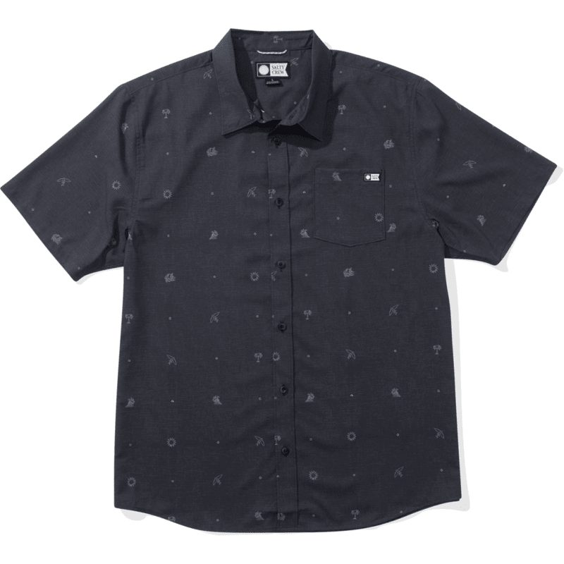 Camisa Salty Crew Micro Vibes SS Tech Woven Coal para hombre con tejido técnico transpirable y diseño surfero de manga corta