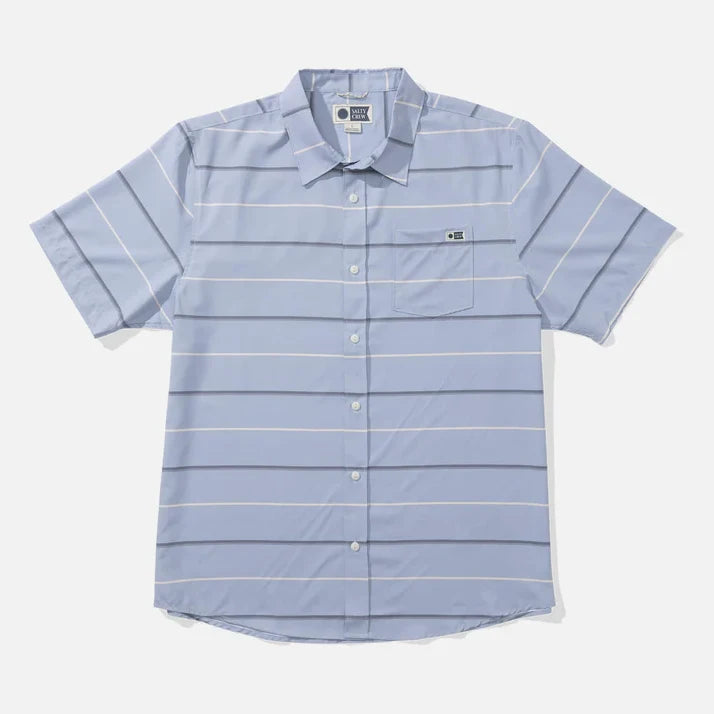 Camisa Salty Crew Skipper Tech Blue Fog hombre camisa surf técnica manga corta.