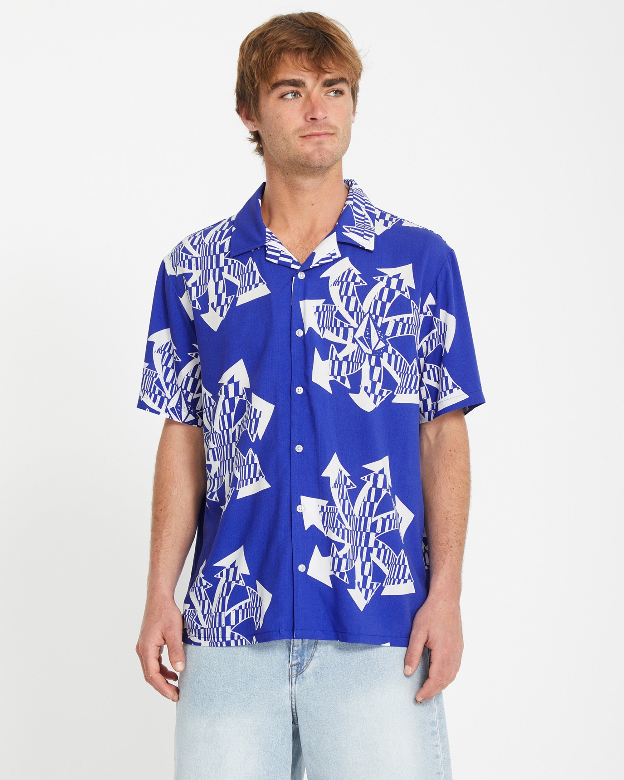 Camisa Volcom Boldstone Royal hombre camisa surf Volcom manga corta azul.