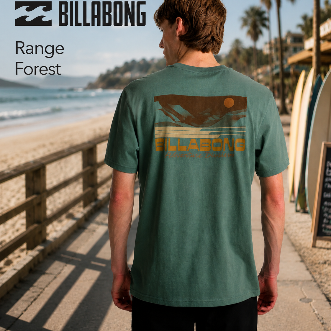 Camiseta Billabong Range Forest hombre estilo surf lifestyle premium frente al mar