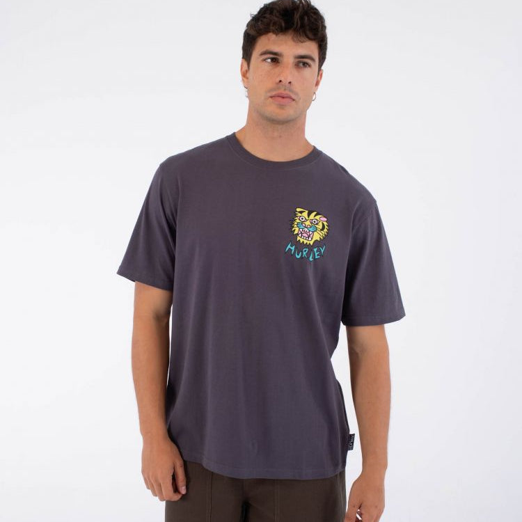 Camiseta Hurley Etam Tiger hombre con estampado de tigre en la espalda y logo frontal