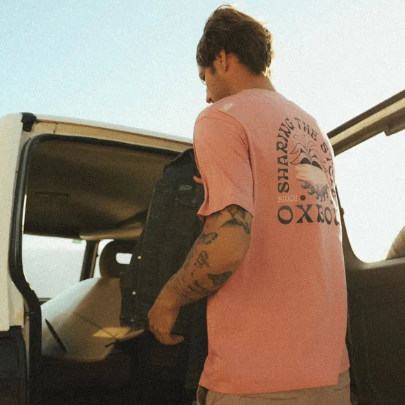 Camiseta OXBOW Stocked Dusty Rose hombre rosa estilo surf vintage algodón cómodo verano