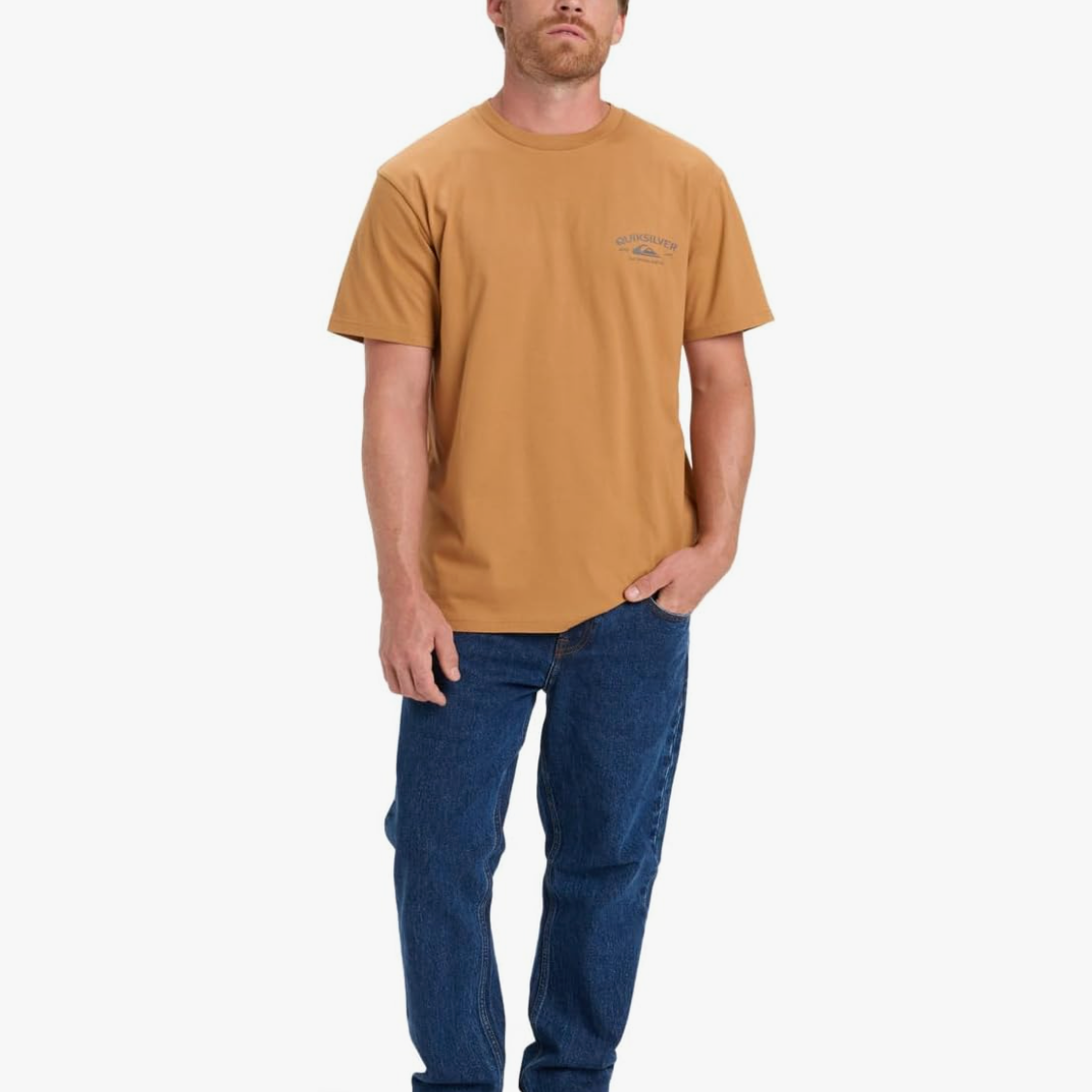 Camiseta Quiksilver Anchor Lockup Almond para hombre color almendra estilo surf con logo en el pecho