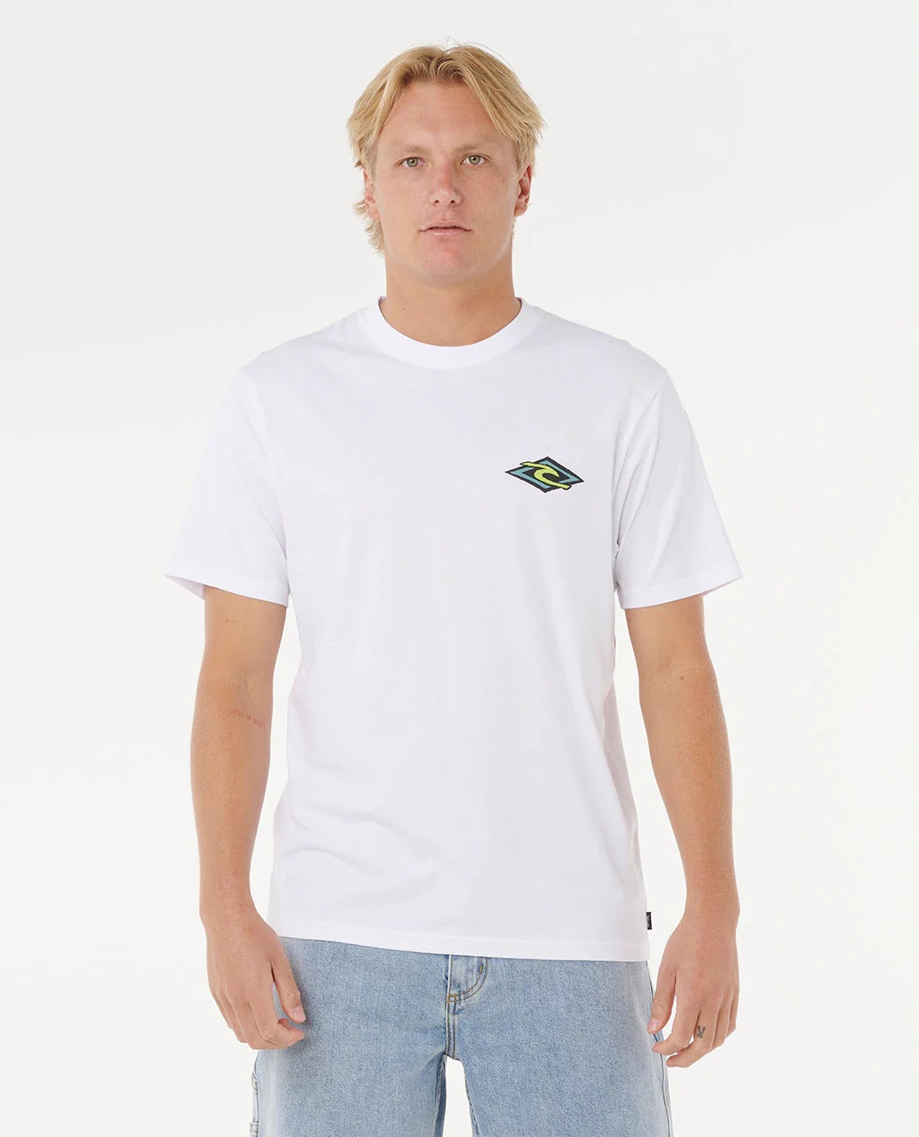 Camiseta RIP CURL Legacy White blanca con logo surf en pecho y espalda