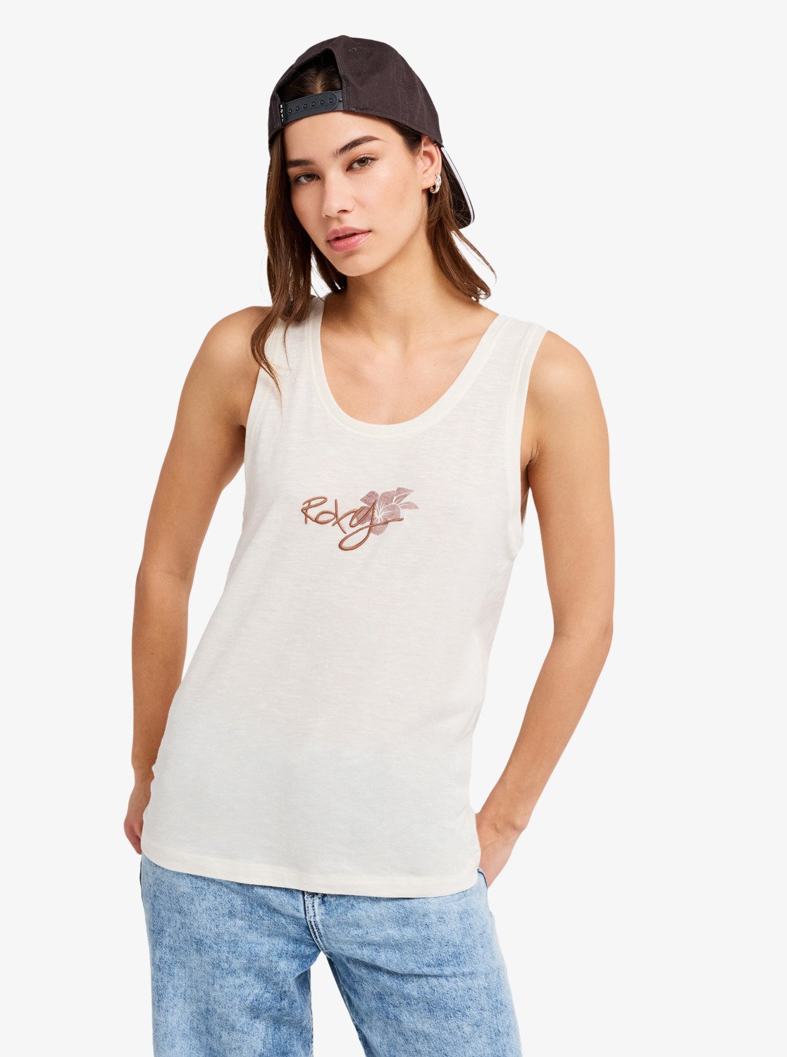 Camiseta ROXY Dream Oasis Coconut Milk mujer top sin mangas blanco surf verano