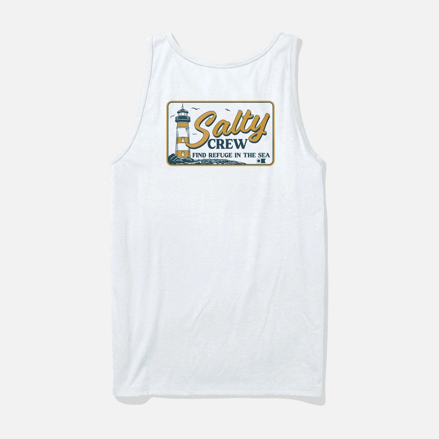 Camiseta Salty Crew Ashore Tank White blanca sin mangas con logo frontal