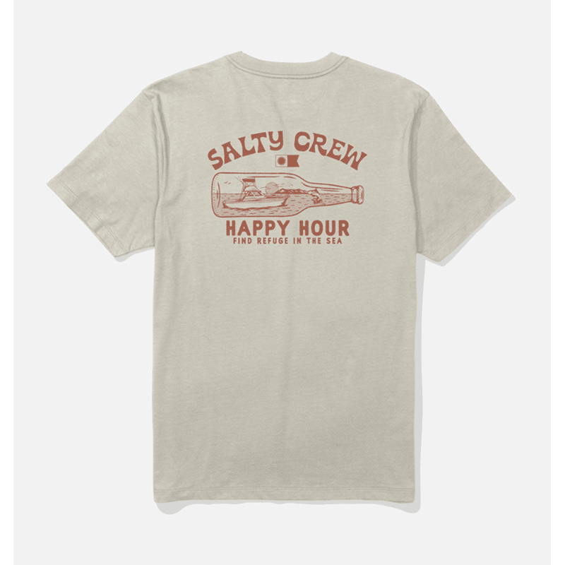 Camiseta Salty Crew Bottle Rocket Moonbeam para hombre con diseño gráfico retro surfero y color claro inspirado en el lifestyle costero