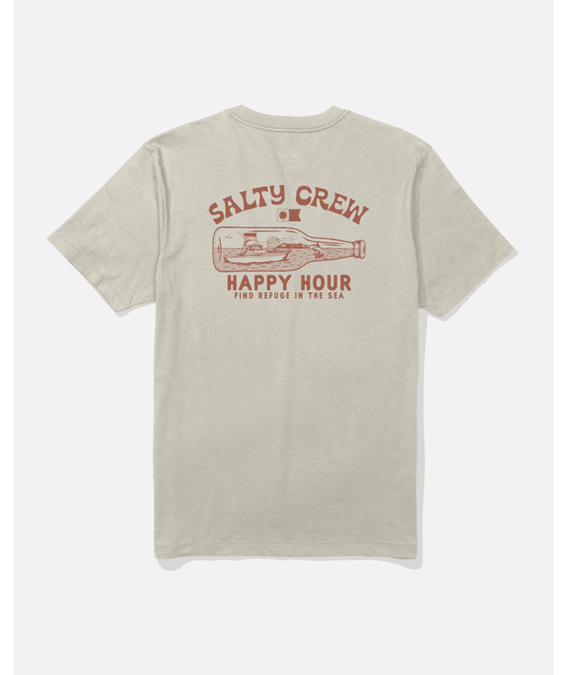 Camiseta Salty Crew Bottle Rocket Moonbeam para hombre con diseño gráfico retro surfero y color claro inspirado en el lifestyle costero