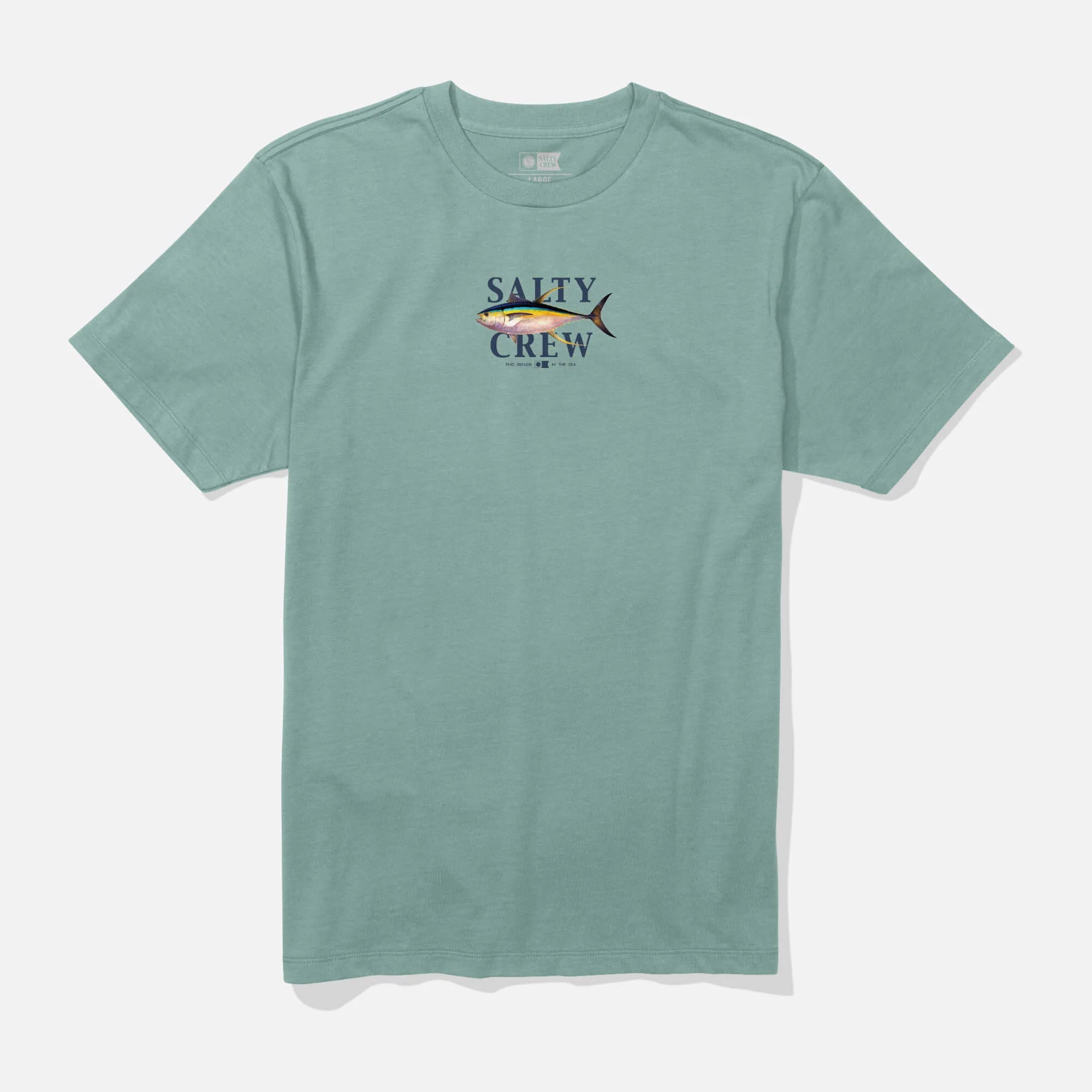 Camiseta Salty Crew Yellowfin II Classic Makerel verde agua hombre diseño atún surf