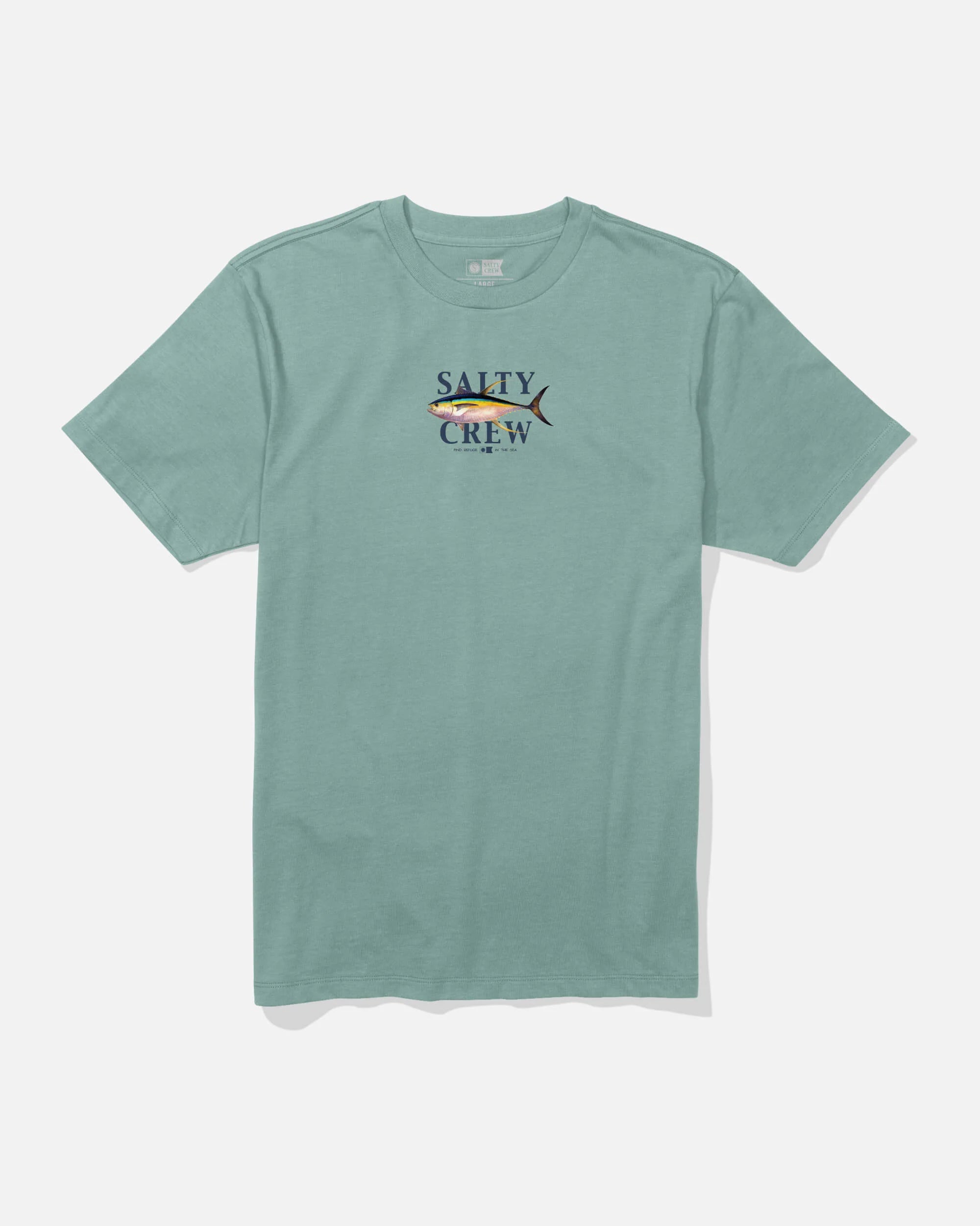 Camiseta Salty Crew Yellowfin II Classic Makerel verde agua hombre diseño atún surf